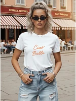 Klasické dámske tričko s nápisom v taliančine, biele, FashionStreet NX8013RY Klasické dámske tričko s nápisom v taliančine, biele, FashionStreet NX8013RY