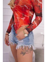 Telová blúzka mramorový vzor červená