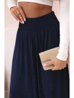 Dámske viskózové nohavice s elastickým pásom tmavomodré