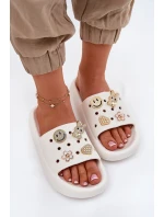 Klapki Damskie Piankowe Z Przypinkami Vinceza 76055 Białe