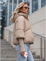 Dámska zimná prešívaná bunda s kapucňou, svetlo béžová, FashionStreet TY5827 Dámska zimná prešívaná bunda s kapucňou, svetlo béžová, FashionStreet TY5827