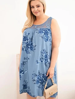 Dámske plus veľkosť viskózové šaty s kvetmi a čipkou Top Denim