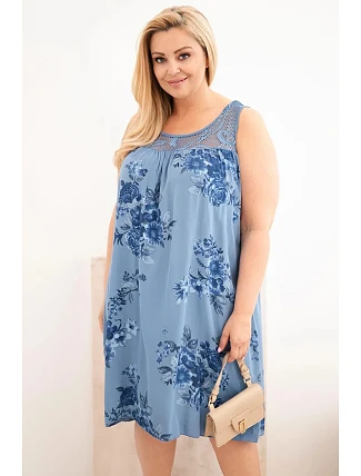 Dámske plus veľkosť viskózové šaty s kvetmi a čipkou Top Denim