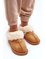 Papcie Damskie Z Futerkiem Brązowe Lanoze