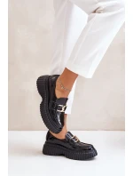 Zazoo 20176 Lakierowane Półbuty Mokasyny Damskie Ze Skóry Naturalnej Czarne