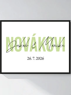 Personalizovaný magický fotoobraz v ráme - štvorec 30x40 - mená novomanželov