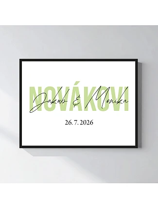 Personalizovaný magický fotoobraz v ráme - štvorec 30x40 - mená novomanželov Personalizovaný magický fotoobraz v ráme - štvorec 30x40 - mená novomanželov