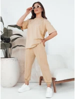 Dámsky bavlnený teplákový komplet RIZNA beige FashionStreet AY1035