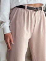 Dámske nohavice chinos s opaskom ružové FashionStreet UY2551