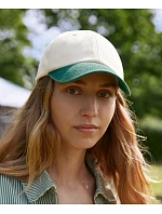 Beechfield B 673 6-panelová nízkoprofilová kontrastná čiapka s kšiltom 53.0673 prírodná/vintage dusky pink