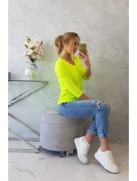 Blúzka s výstrihom do V žltá neónová