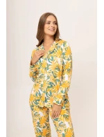Dámske pyžamo 175/106 žlté vzor listy - Karol Dámske pyžamo 175/106 žlté vzor listy - Karol