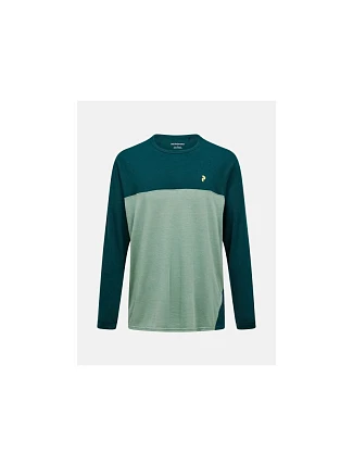 Pánske tričko PEAK PERFORMANCE M Trail Wool-Blend Longsleeve, zelená farba Pánske tričko PEAK PERFORMANCE M Trail Wool-Blend Longsleeve, zelená farba