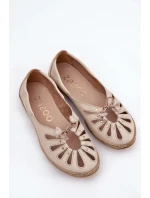 Płaskie Baleriny Z Naturalnej Skóry Zazoo 10179 Beżowe