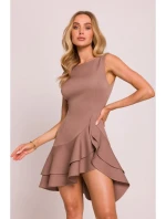 M850 Volánové mini šaty - mocca