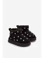 Dětské sněhule s květinami černé Gracina