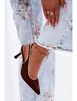 Dámské sandály na podpatku s lemovkou Čokoládové Relmira