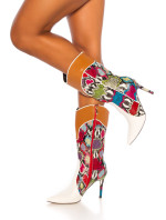 Sexy Cowgirl Colorfull Snake Boots