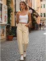 Dámske džínsy mom fit s vysokým pásom svetlo žlté FashionStreet UY2988