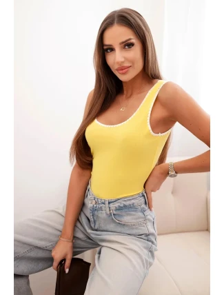 Dámske pruhované body s čipkovaným lemom žlté Dámske pruhované body s čipkovaným lemom žlté