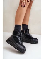 Sneakersy Damskie Na Platformie Z Futerkiem Typu Baranek Lee Cooper LCJ-24-47-3145 Czarne