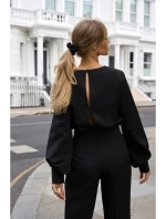 M754 Kombinéza s ozdobnými rukávmi - čierna