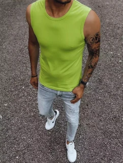 Pánske tričko bez rukávov bez potlače svetlozelené FashionStreet RX4917
