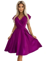 348-8 SCARLETT rozšírené šaty s obálkovým výstrihom a opaskom - FUSSION WITH BROKER