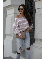 Dámska mikina latte s lodičkovým výstrihom (82139B)