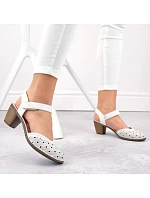 Pohodlné kožené sandále Rieker W RKR650 white Pohodlné kožené sandále Rieker W RKR650 white