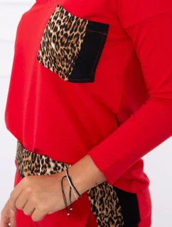 Sada s leopardím potlačou červená