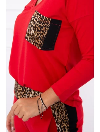 Sada s leopardím potlačou červená
