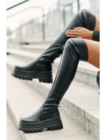 Kozaki Za Kolano Na Masywnej Platformie Czarne Zinera