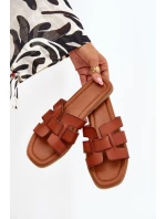 Klapki Damskie Na Płaskim Obcasie Camel Mirona