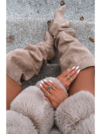 Wsuwane Kozaki Damskie Na Szpilce Beżowe Ysolienne