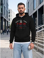 Pánska mikina s kapucňou a predným vreckom s potlačou, čierna, FashionStreet NX5150BX Pánska mikina s kapucňou a predným vreckom s potlačou, čierna, FashionStreet NX5150BX