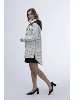 Dámska károvaná košeľová bunda vo farbe ecru (AG3-1813) Dámska károvaná košeľová bunda vo farbe ecru (AG3-1813)
