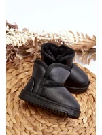 Eko Skórzane Śniegowce Dziecięce Czarne Husalta