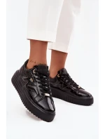 Lakierowane Sneakersy Damskie Na Platformie Lee Cooper LCJ-25-09-3870 Czarne