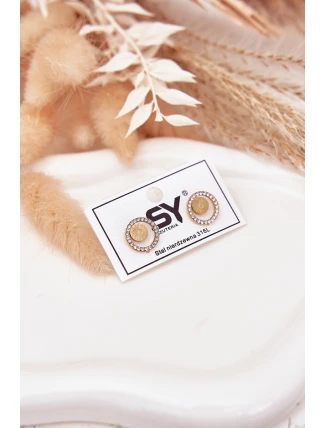 Nerezové ocelové náušnice kruhy se zirkony zlaté