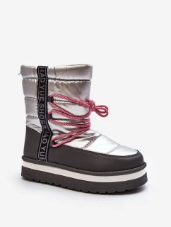 Damskie Śniegowce Z Wiązaniem Srebrne Lilara