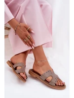 Zazoo 40326 Damskie Klapki Z Ozdobnymi Wycięciami Ciemnobeżowe