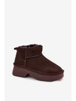 Śniegowce Damskie Z Naturalnego Zamszu Ocieplane Futerkiem Czekoladowe Milora