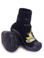 Yoclub Detské chlapčenské protišmykové ponožky s gumovou podrážkou čierne