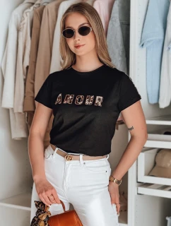 Dámske vyšívané tričko AMOROSA black FashionStreet RY2855