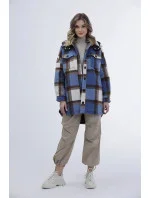 Svetlomodrá dámska károvaná košeľová bunda (AG3-1813) Svetlomodrá dámska károvaná košeľová bunda (AG3-1813)