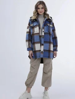Svetlomodrá dámska károvaná košeľová bunda (AG3-1813)