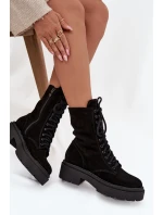 Dámske zateplené semišové kožené workery Zazoo 4213 Black