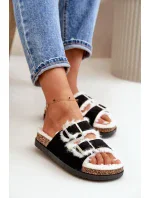 Dámske papuče s prackami a kožušinou Black Ezilena