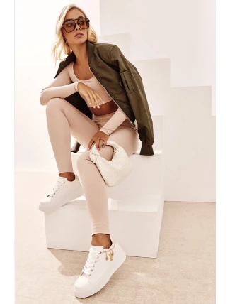 Sneakersy Damskie Na Platformie Z Zawieszkami Białe Tivissa